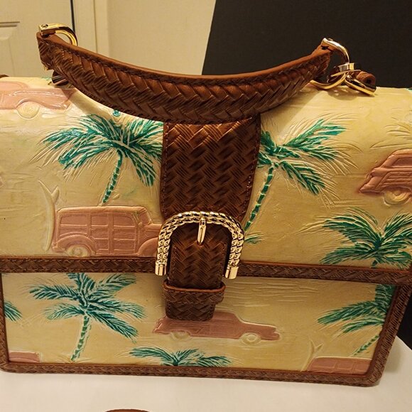 Brahmin Hallie Honey Brown Copa Cabana Leather Satchel - Picture 2 of 8